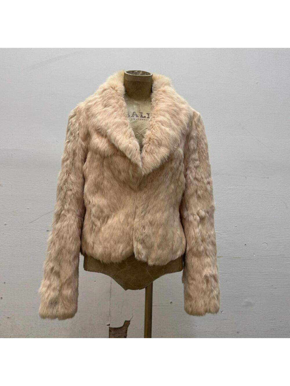 Vintage Y2K Blossom-Pink Rabbit Fur Jacket
